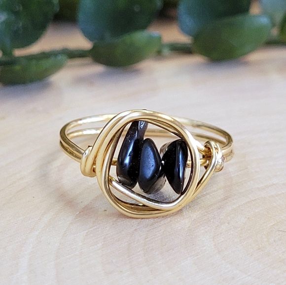Zoey Zoso Jewelry - 3/$20 Black Obsidian Wire Wrapped Gemstone Ring Size 7